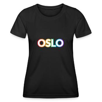 OSLO RAINBOW HAPPY PRIDE - T-shirt sport Femme - noir - Devant - AI Model Female 172 light (172cm)