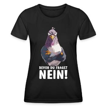 pigeon colombe oiseau pigeon éleveur avant de demander - T-shirt sport Femme - noir - Devant - AI Model Female 172 light (172cm)