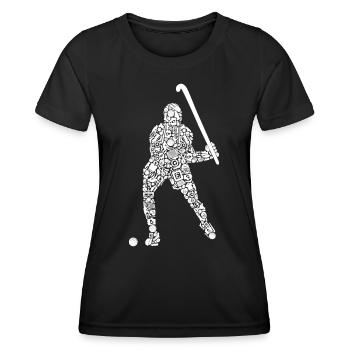 Feldhockey Symbole Hockey Jungen Hockeyspieler - Frauen Funktions-T-Shirt - Schwarz - Vorne - AI Model Female 172 light (172cm)