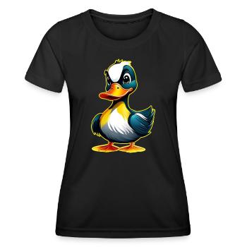 Niedliche kleine verspielte Ente - Frauen Funktions-T-Shirt - Schwarz - Vorne - AI Model Female 172 light (172cm)