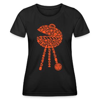 Grill BBQ Barbecue Grill Master Men Grilling - T-shirt sport Femme - noir - Devant - AI Model Female 172 light (172cm)