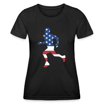 Sport Us Flag Running - Frauen Funktions-T-Shirt - Schwarz - Vorne - AI Model Female 172 light (172cm)