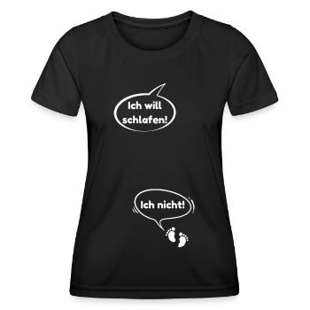 Mama will schlafen, Baby nicht - für Schwangere - Frauen Funktions-T-Shirt - Schwarz - Vorne - AI Model Female 172 light (172cm)