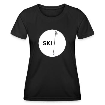 Skieur alpin poudreuse bâton de ski de neige - T-shirt sport Femme - noir - Devant - AI Model Female 172 light (172cm)