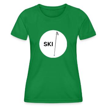 skifahrer alpin pulverschnee skistock - Frauen Funktions-T-Shirt - Kelly Green - Vorne - AI Model Female 172 dark (172cm)