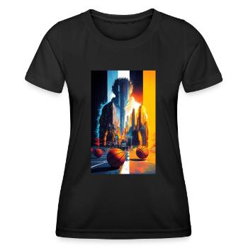 Double exposition au basket-ball - T-shirt sport Femme - noir - Devant - AI Model Female 172 light (172cm)
