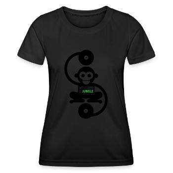 affe_jungle_2f - T-shirt sport Femme - noir - Devant - AI Model Female 172 light (172cm)