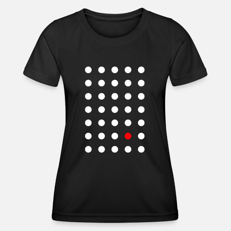 White dot grid with red loner - Women's Functional T-Shirt - black