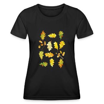 Feuilles de chêne et glands - T-shirt sport Femme - noir - Devant - AI Model Female 172 light (172cm)