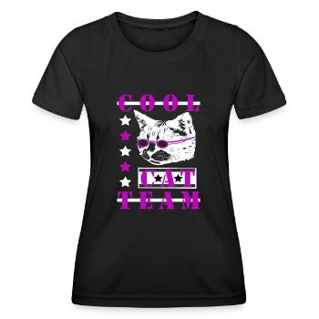 L’équipe Colles Cat - T-shirt sport Femme - noir - Devant - AI Model Female 172 light (172cm)