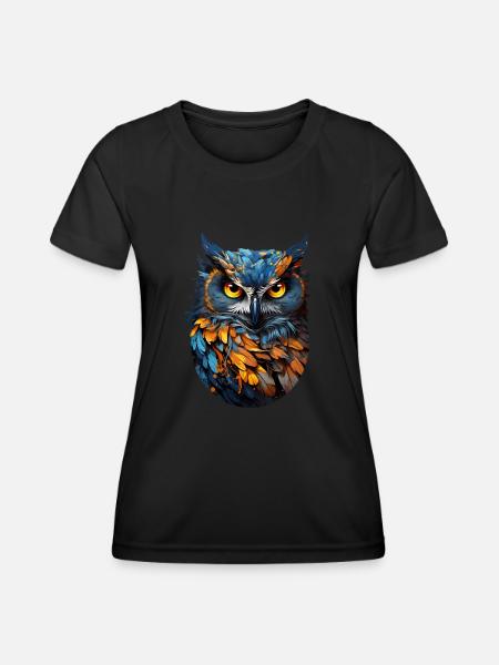 Eule - Frauen Funktions-T-Shirt - Schwarz