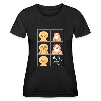 Meerschweinchen Kabel gegessen Design für Fans - Frauen Funktions-T-Shirt - Schwarz - Vorne - AI Model Female 172 light (172cm)