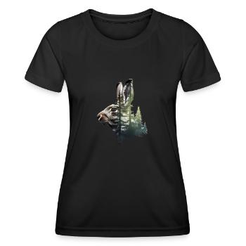 Lièvre - T-shirt sport Femme - noir - Devant - AI Model Female 172 light (172cm)