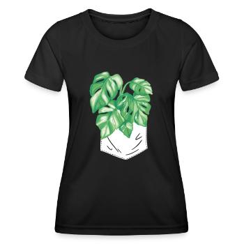 Monstera Deliciosa Albo Plante d’intérieur botanique - T-shirt sport Femme - noir - Devant - AI Model Female 172 light (172cm)