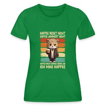 Coffee Don't Talk Coffee Don't Whine Leopard - Women's Functional T-Shirt - kelly green - Front - AI Model Female 172 dark (172cm)