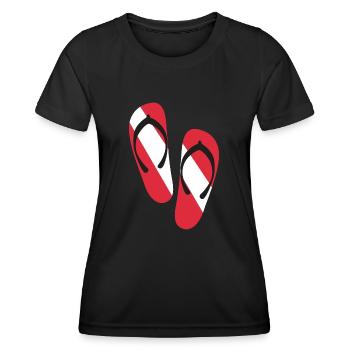 Slippers Red and White - Frauen Funktions-T-Shirt - Schwarz - Vorne - AI Model Female 172 light (172cm)