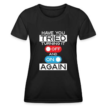 How I Fix Stuff Working In IT...... Tech Support C - Frauen Funktions-T-Shirt - Schwarz - Vorne - AI Model Female 172 light (172cm)