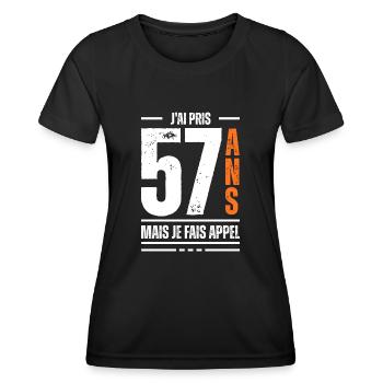 57 ans / t-shirt 57 ans / idée cadeau 57 ans - T-shirt sport Femme - noir - Devant - AI Model Female 172 light (172cm)