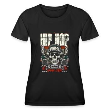 Vintage Skull & Recording Console Hip Hop Vibes - Frauen Funktions-T-Shirt - Schwarz - Vorne - AI Model Female 172 light (172cm)