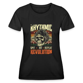 Vintage Rapper Skull Equalizer Rhythmic Revolution - Frauen Funktions-T-Shirt - Schwarz - Vorne - AI Model Female 172 light (172cm)
