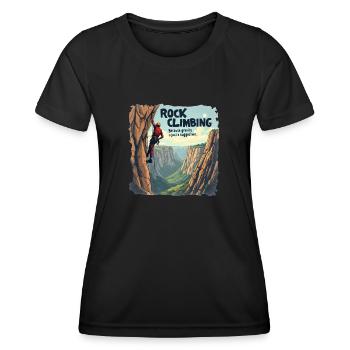 Climbing - Because Gravity Is Just a Suggestion - Women's Functional T-Shirt - black - Front - AI Model Female 172 light (172cm)