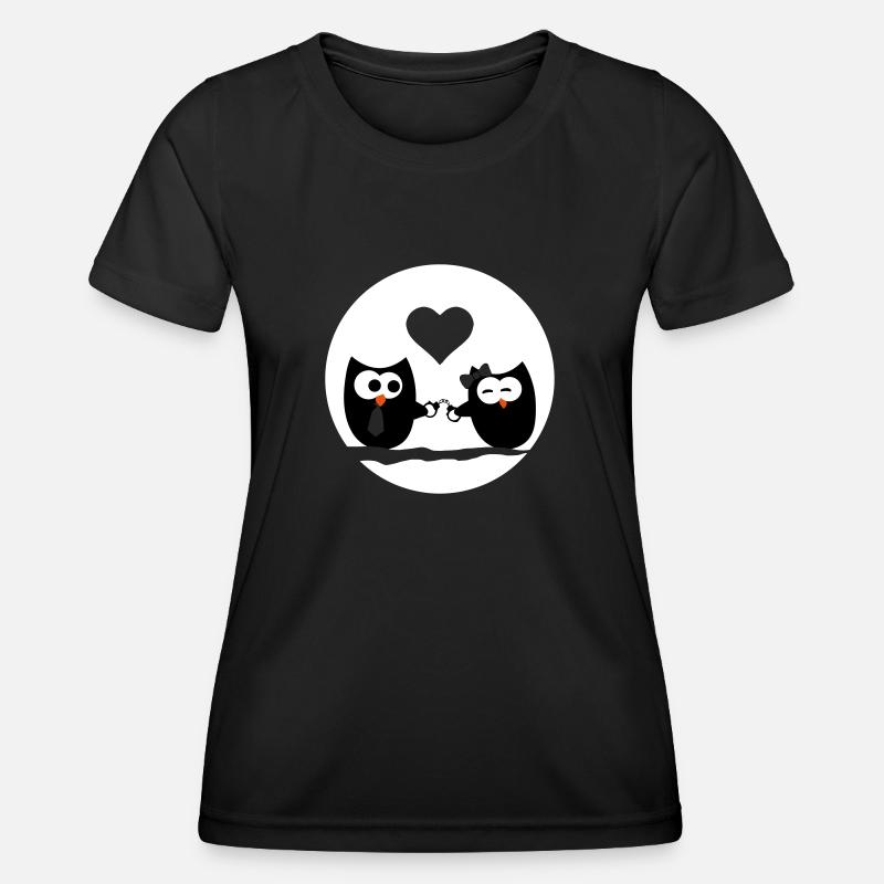 Valentine's Day Owls - Women's Functional T-Shirt - black