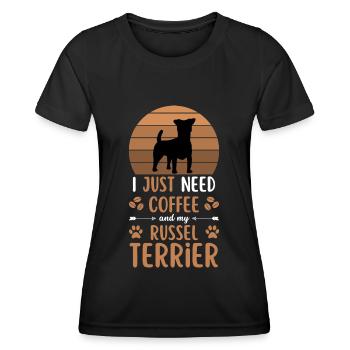 Russell Terrier Café Rétro Chien Café - T-shirt sport Femme - noir - Devant - AI Model Female 172 light (172cm)