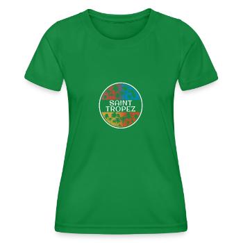 Saint Tropez Stilvolle Urlaub Souvenir Palme - Frauen Funktions-T-Shirt - Kelly Green - Vorne - AI Model Female 172 dark (172cm)