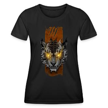 Radiant Wrath: Glowing-Eyed Furious Tiger - Women's Functional T-Shirt - black - Front - AI Model Female 172 light (172cm)