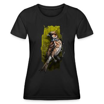 Majestätischer Kardinalvogel sitzt auf einem Ast - Frauen Funktions-T-Shirt - Schwarz - Vorne - AI Model Female 172 light (172cm)
