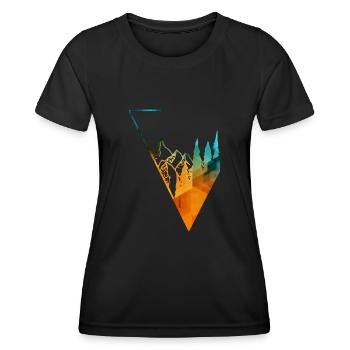 montagnes et forêts panoramiques colorées - T-shirt sport Femme - noir - Devant - AI Model Female 172 light (172cm)