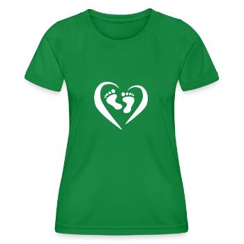 Geschenk Schwangerschaft Schwangere Babyfüße Herz - Frauen Funktions-T-Shirt - Kelly Green - Vorne - AI Model Female 172 dark (172cm)