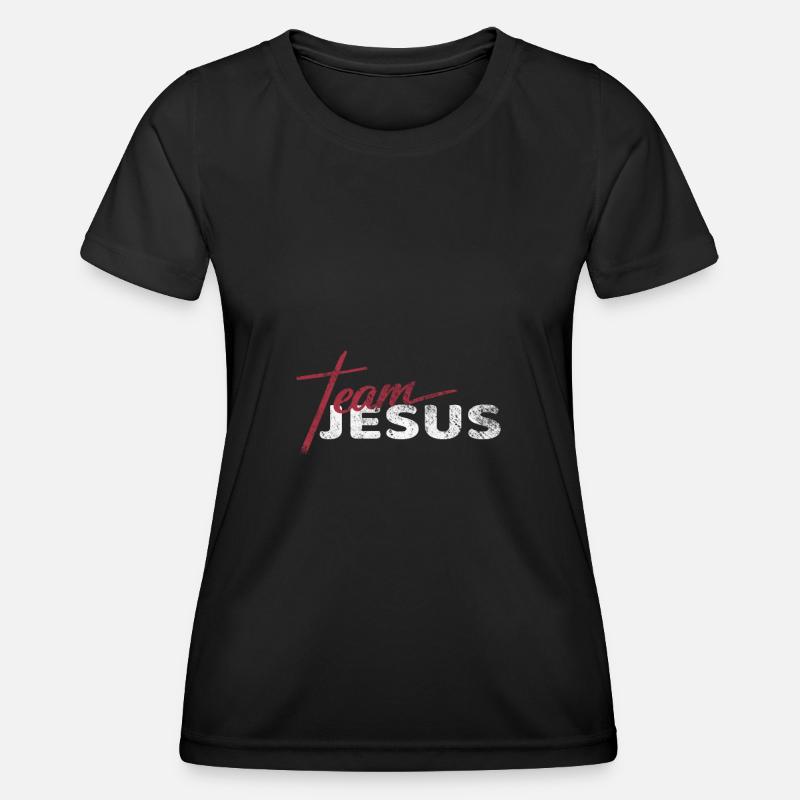 Super Jesus Team Distressed Print Tee - Women's Functional T-Shirt - black