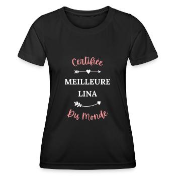 Certifiée meilleure Lina du monde - T-shirt sport Femme - noir - Devant - AI Model Female 172 light (172cm)