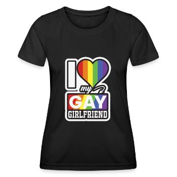 LBGT Drapeau Gay Pride Human Love Girlfriend - T-shirt sport Femme - noir - Devant - AI Model Female 172 light (172cm)