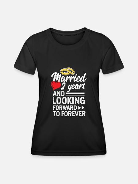 Second Wedding Anniversary Married 2 Years - Women's Functional T-Shirt - black