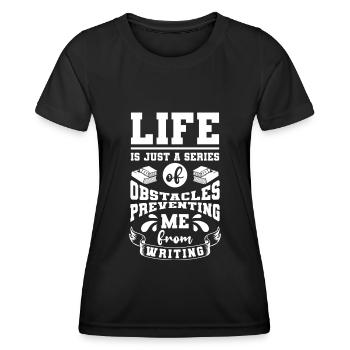 Livre Roman Littérature Poésie - T-shirt sport Femme - noir - Devant - AI Model Female 172 light (172cm)