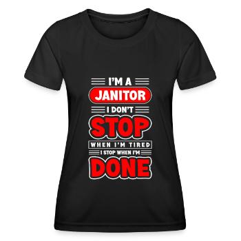 Hausmeister Arbeit Reiniger - Frauen Funktions-T-Shirt - Schwarz - Vorne - AI Model Female 172 light (172cm)