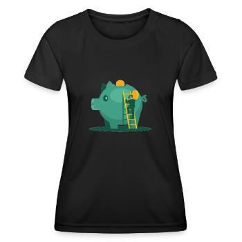 piggy bank - Women's Functional T-Shirt - black - Front - AI Model Female 172 light (172cm)
