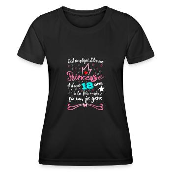 cadeau anniversaire fille 18 ans humour - T-shirt sport Femme - noir - Devant - AI Model Female 172 light (172cm)