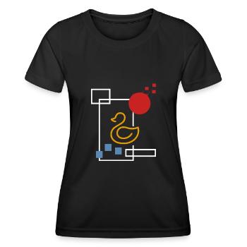 Duck "abstract duck collection" domestic duck pond - Women's Functional T-Shirt - black - Front - AI Model Female 172 light (172cm)