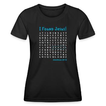 J’ai trouvé Jésus - T-shirt sport Femme - noir - Devant - AI Model Female 172 light (172cm)
