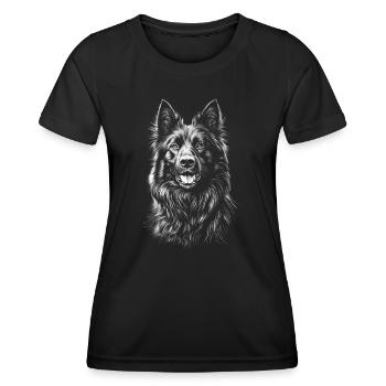 Tervuren Portrait Belgian Shepherd Dog - Women's Functional T-Shirt - black - Front - AI Model Female 172 light (172cm)