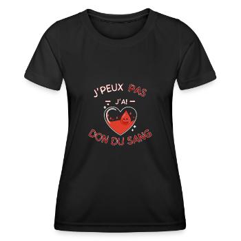 Ich kann nicht, ich kann kein Blut spenden - Frauen Funktions-T-Shirt - Schwarz - Vorne - AI Model Female 172 light (172cm)