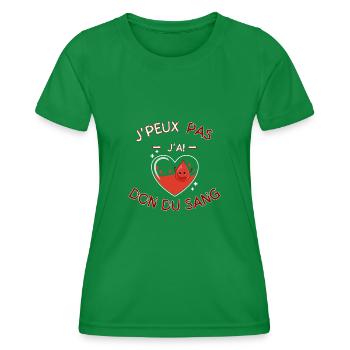 I can't I don't donate blood - Women's Functional T-Shirt - kelly green - Front - AI Model Female 172 dark (172cm)
