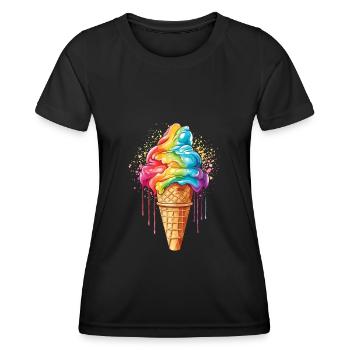 lbgtq Eis Regenbogenfarben - Frauen Funktions-T-Shirt - Schwarz - Vorne - AI Model Female 172 light (172cm)