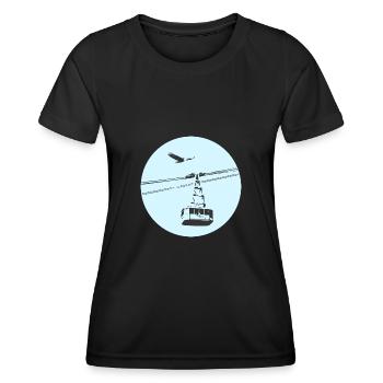 Gondel / Seilbahn mit Adler blau - Frauen Funktions-T-Shirt - Schwarz - Vorne - AI Model Female 172 light (172cm)