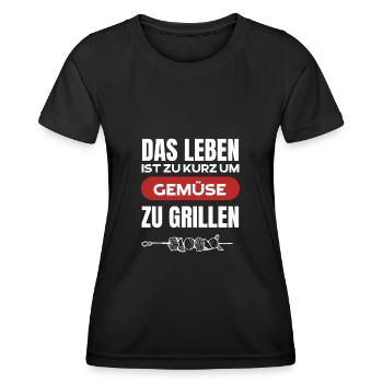 Lustiger Grill Spruch Kein Gemüse! - Frauen Funktions-T-Shirt - Schwarz - Vorne - AI Model Female 172 light (172cm)