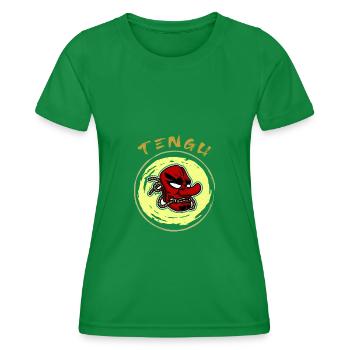 Japanische Tengu Hannya Kitsune Maske - Frauen Funktions-T-Shirt - Kelly Green - Vorne - AI Model Female 172 dark (172cm)