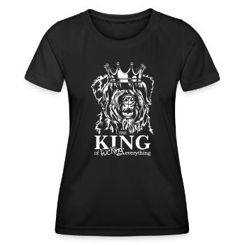 BOUVIER DES FLANDRES Roi chien disant Wilsigns - T-shirt sport Femme - noir - Devant - AI Model Female 172 light (172cm)